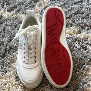 White Men's Sneakers with Red Soles